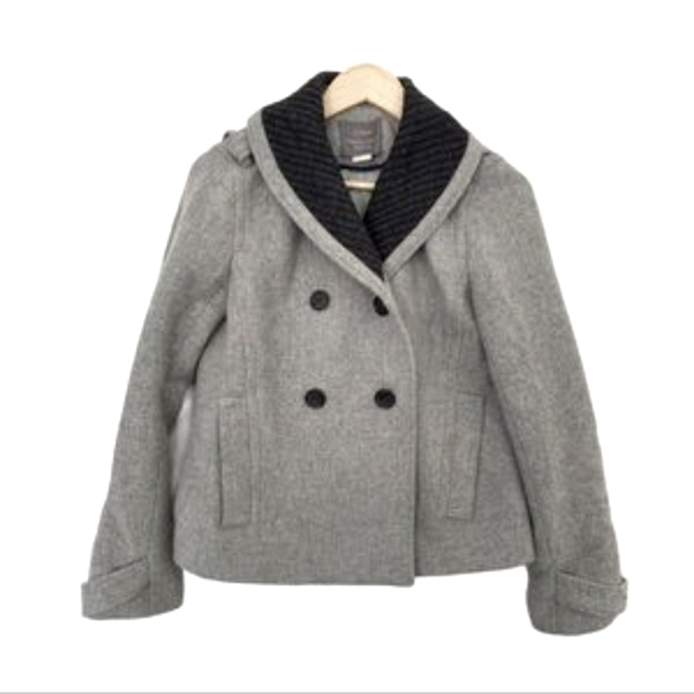 J Crew Wool Coat Size 4 Stadium Cloth Nello Gori Gray Jacket Winter